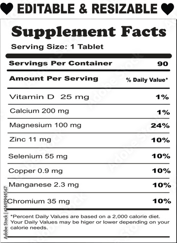 A dietary supplement facts label details nutritional information for a product