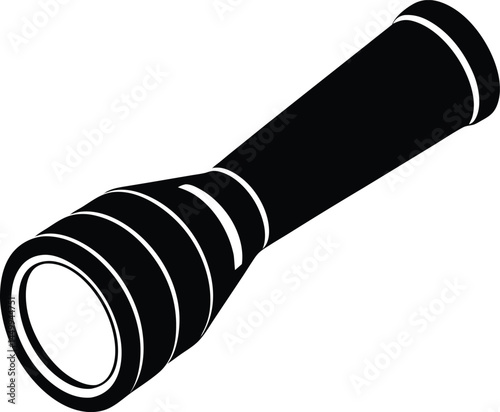 flashlight turned on with beam on white background.eps