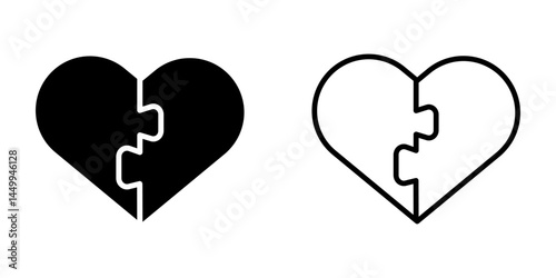 Two halves of the heart icon on white background