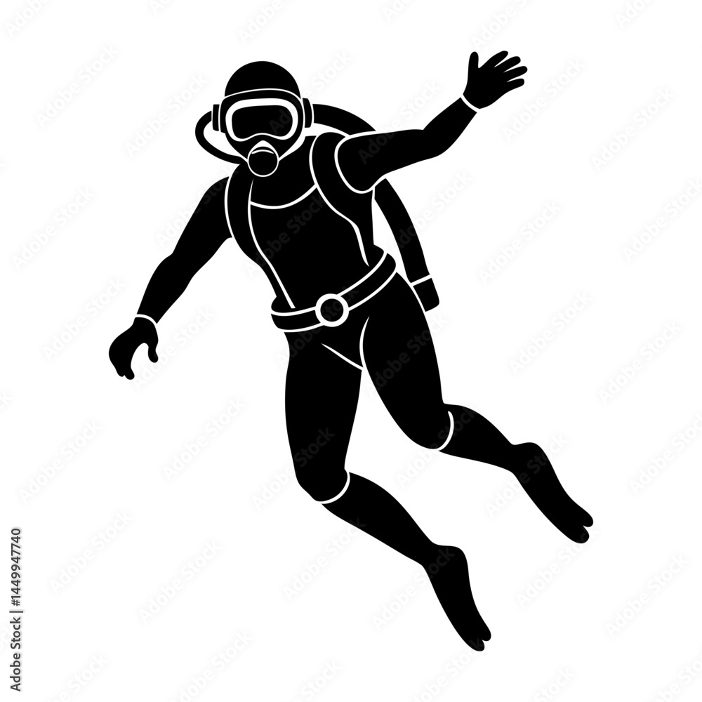Scuba Diver Silhouette vector illustration Scuba Diver Silhouette vector illustration