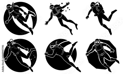 Scuba Diver Silhouette vector illustration