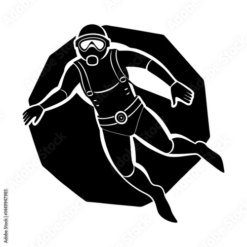 Scuba Diver Silhouette vector illustration