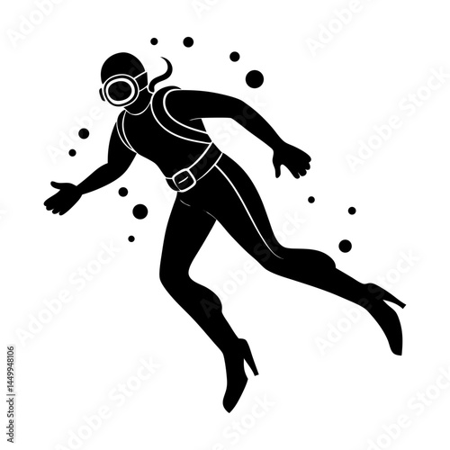 Scuba Diver Silhouette vector illustration