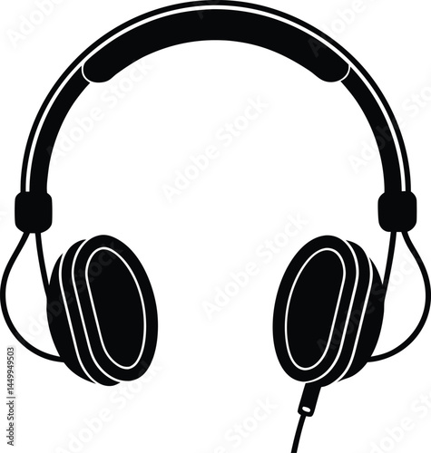 headphones with visible cable on white background  