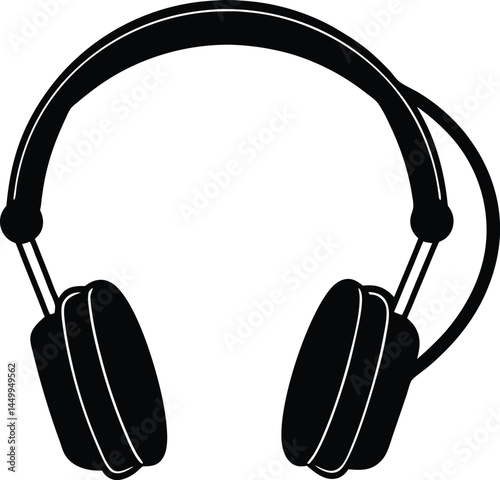 headphones with visible cable on white background .eps