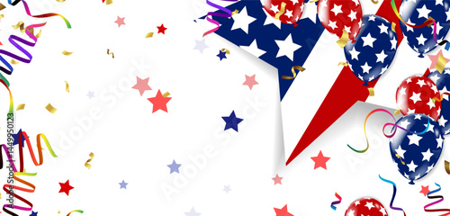 Star Wavy American flag on a transparent background. National symbol of the USA. Banner for Independence Day 4th of July, Veterans Day, freedom and democracy celebration.