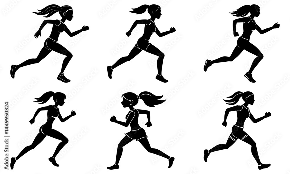 Running Girl Silhouette vector illustration Running Girl Silhouette vector illustration