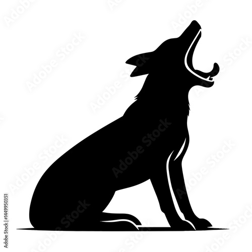 Sitting howling dog silhouette illustration