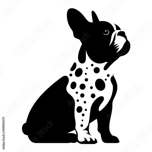 Spotted French bulldog sitting silhouette