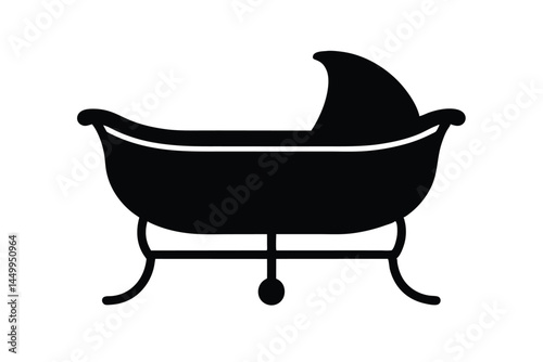 Baby Cradle Icon Black Silhouette