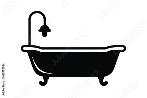 Clawfoot Bathtub Icon Illustration