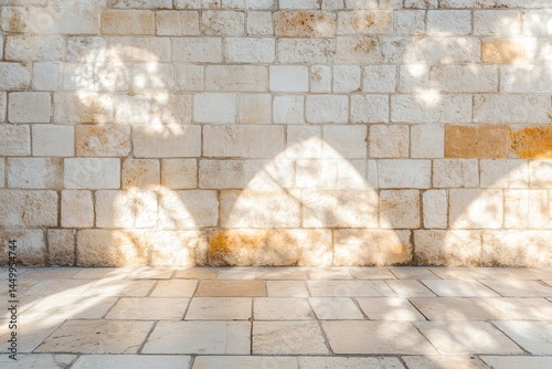 Stone wall with sun shadows photo