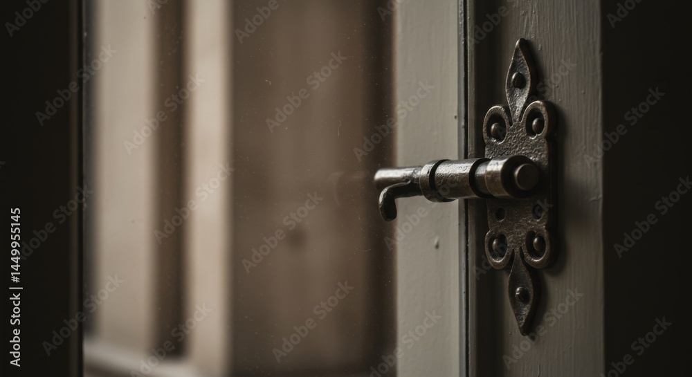 Obraz premium Artistic Close-up of Doorknob/Window Latch with Wide Aperture