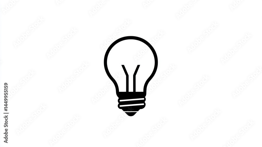 Simple light bulb icon, idea, innovation, solution, design element, white background Simple light bulb icon, idea, innovation, solution, design element, white background