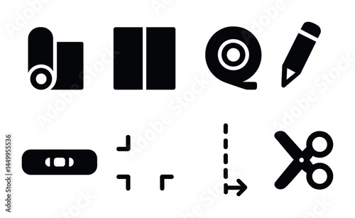 Crafting and sewing solid icons set – silhouette, diy and handmade tool symbols