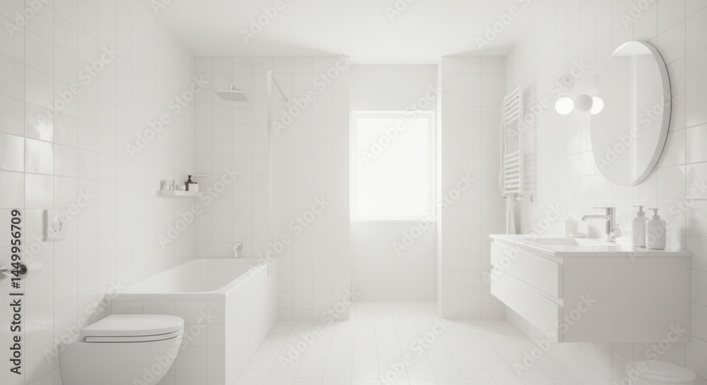 Fototapeta premium Soft Midday Light in a Minimalist Bathroom