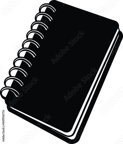 notebook with spiral binding on white background  