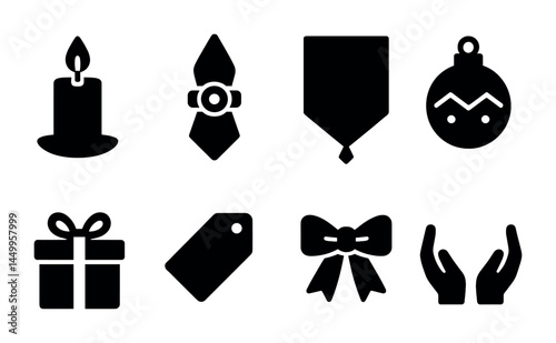 Christmas and holidays solid icons set – festive, winter, celebration symbols