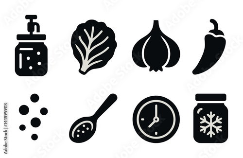 Home cooking and kitchen solid icons – gourmet, culinary, food preparation symbols