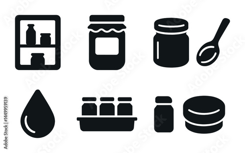 Kitchen essentials solid icons set – filled, cooking, culinary tools, food preparation symbols