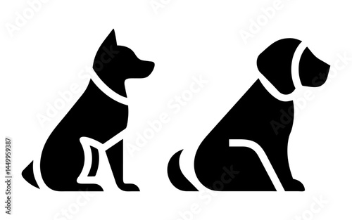 Silhouette of Two Sitting Dogs Representing Friendship and Companionship in Minimalist Style Vector Illustration