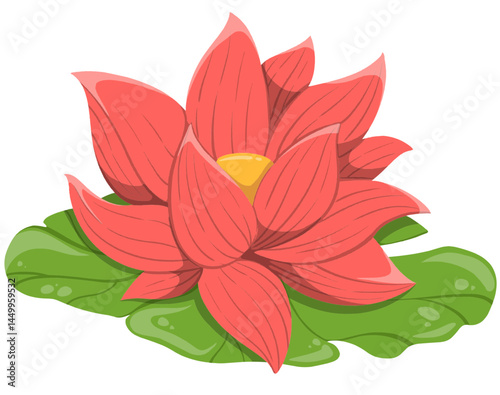 Illustration of a Red Lotus Flower