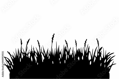 Serene black silhouette of tall grass peaceful nature scene simple minimalist design vector art