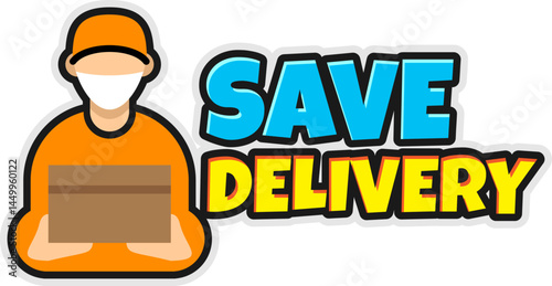 Safe Delivery Service Cartoon Courier Safely Delivers Package