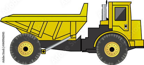Yellow Articulated Dump Truck Side View Heavy Construction Machinery Equipment