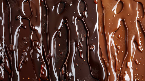 The Anatomy of a Chocolate Splash: A Detailed Study in Brown, Capturing Various Stages and Forms of Liquid Chocolate Impacting and Creating Unique, Appetizing Shapes.