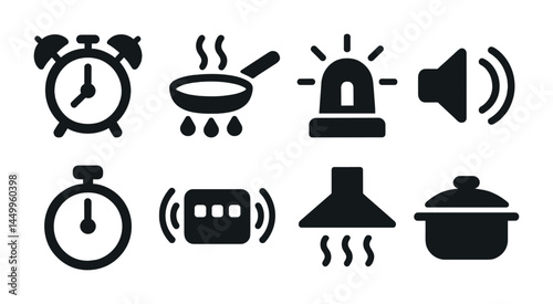 Kitchen appliance solid icon set – cooking, culinary, and home cooking symbols