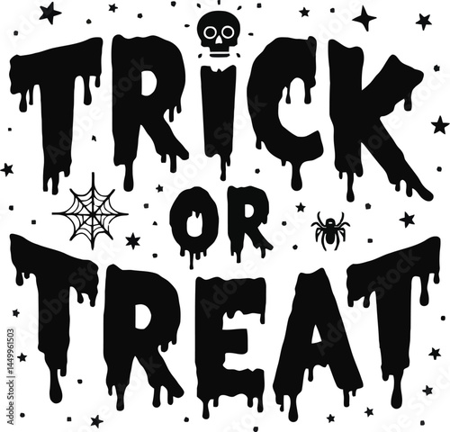 Spooky Halloween Typography Design Featuring 'Trick or Treat' in Dripping Black Text