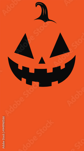 Halloween Event, Jack-o-Lantern Face, Spooky Design, Graphic Art, Orange Background, Close-Up View, Festive Concept