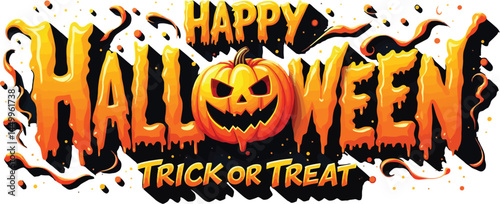 Happy Halloween Trick or Treat Typography Design in a Festive Environment