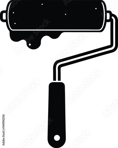 paint roller with fresh paint on white background 