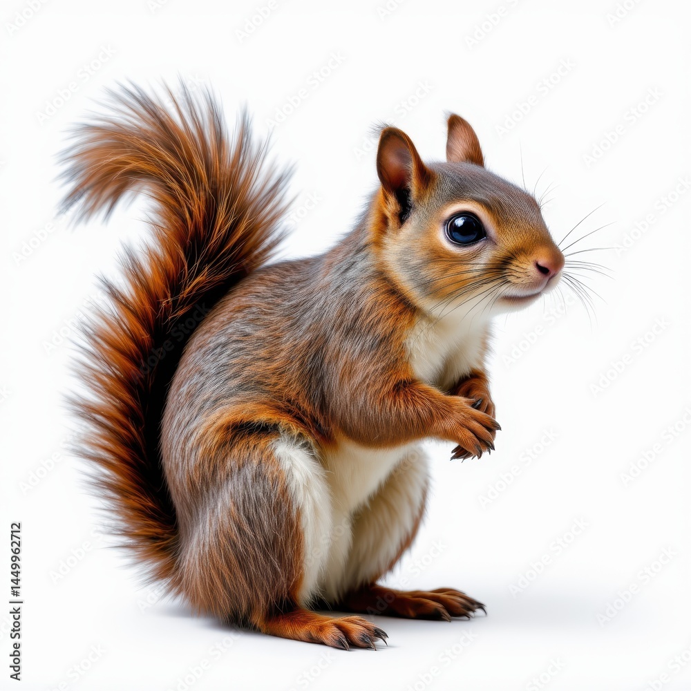Adorable Red Squirrel Posing on White Background Wildlife Studio Shot Adorable Red Squirrel Posing on White Background Wildlife Studio Shot