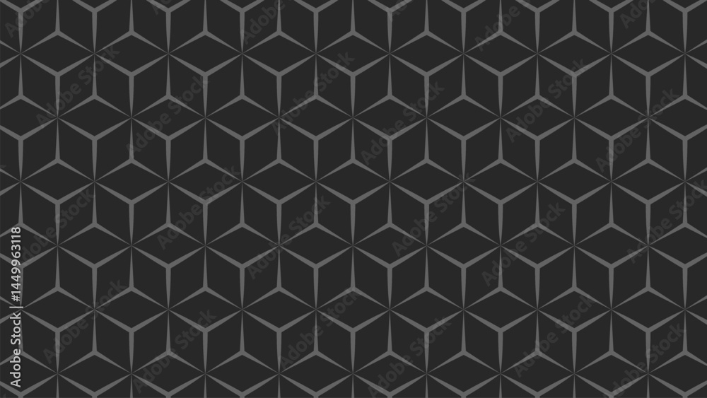 Geometric pattern based on three-pointed stars on a black background