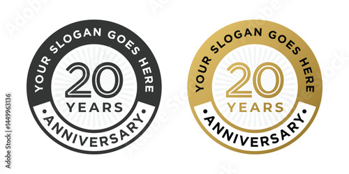 20 years anniversary luxury logo circle emblem badge vector design element set isolated in gold and black colors