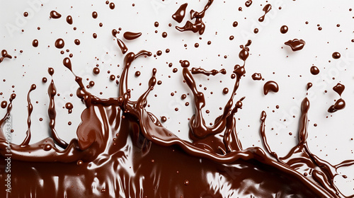 A Symphony of Chocolate Motion: A Collage of Dynamic Chocolate Splashes Frozen in Time, Showcasing the Liquid's Richness and the Artistry of a Delicious Collision.
