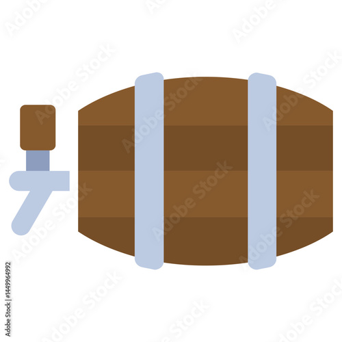Wine Barrel Flat Icon, Solid Color Flat Icon Symbol