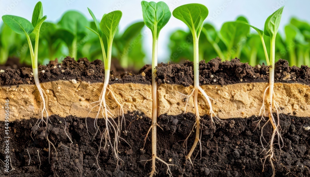 Fototapeta premium Assessing soil contamination in agricultural fields impact on crop health and growth dynamics