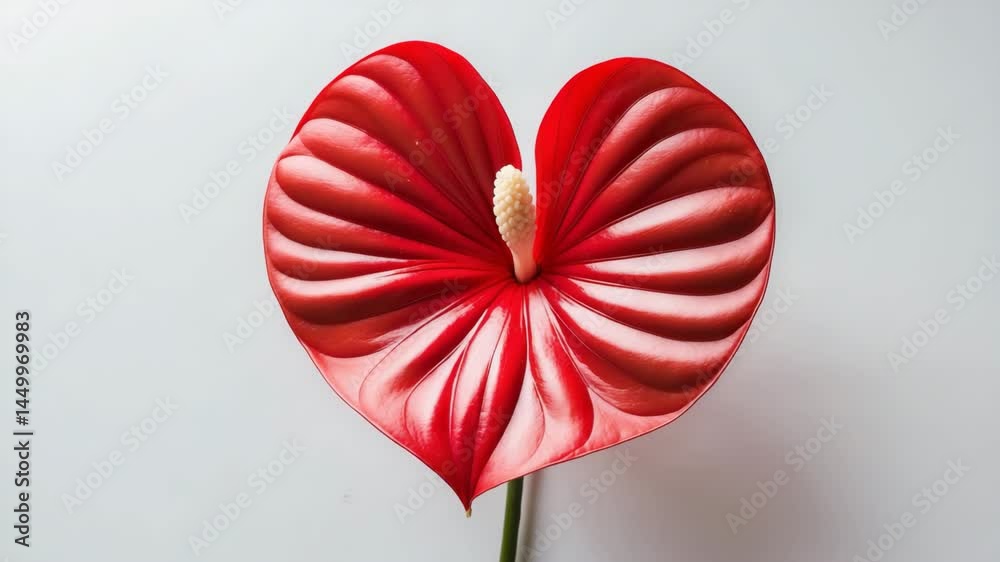 bright red floral head, heart-shaped blossom isolated on a white background