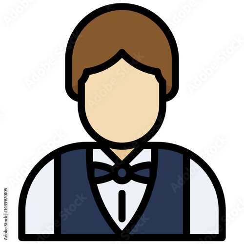 Bartender Outline Flat Icon, Solid Color Outline Flat Icon Symbol