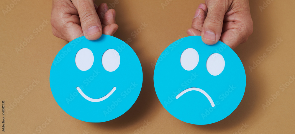 happy face and sad face, web banner