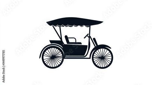 Vintage Carriage Silhouette, Classic Transportation, Side View, Simple Design, Stock Photo
