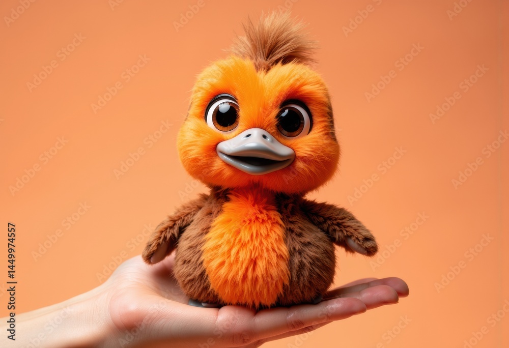 Fototapeta premium Adorable plush duckling toy with vibrant orange and brown colors