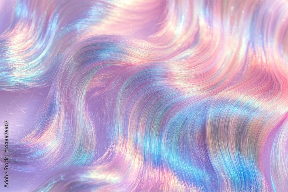 Obraz premium Iridescent waves of pastel-colored silky strands