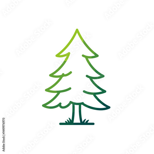 Forest natural resources. Minimalist coniferous tree icon on simple background