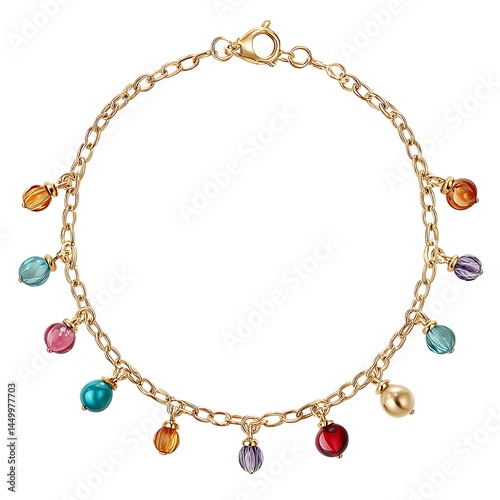 Wallpaper Mural Elegant Gold Bracelet with Colorful Gemstone Charms A Close Up Image. Torontodigital.ca