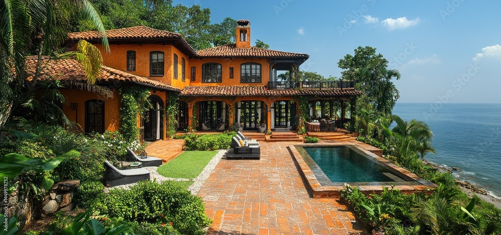 Obraz premium Luxury Coastal Villa: Oceanfront Estate with Stunning Views